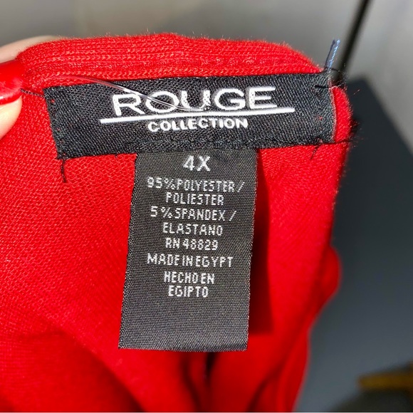 Rouge Collection 4X Red Blouse with Peak-a-boo White Lace Back - Picture 7 of 7